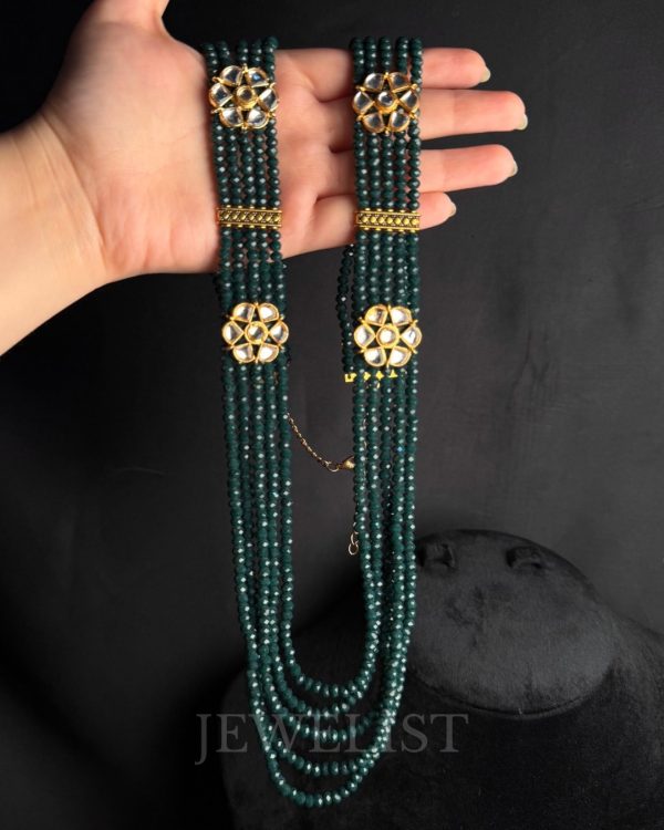 Noor Kundan Mala with emerald-toned beads