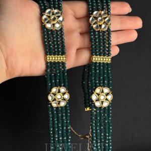 Noor Kundan Mala with emerald-toned beads
