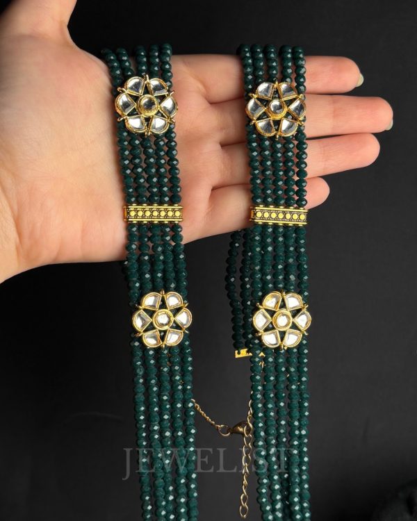 Noor Kundan Mala with emerald-toned beads