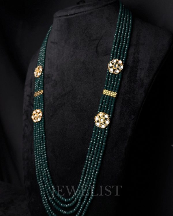 Noor Kundan Mala with emerald-toned beads