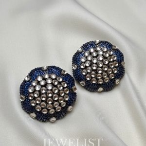 Peacock Enamel Crystal Stud Earrings in Blue - Jewelist.pk Artificial Jewellery