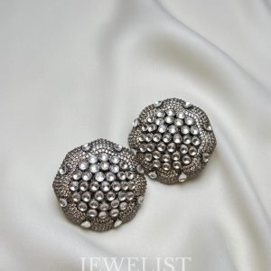 Peacock Enamel Crystal Stud Earrings in Champagne - Jewelist.pk Artificial Jewellery