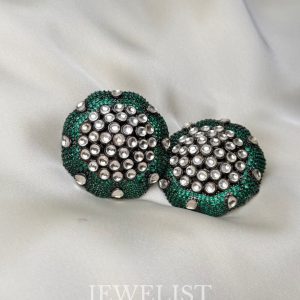 Peacock Enamel Crystal Stud Earrings in Green - Jewelist.pk Artificial Jewellery