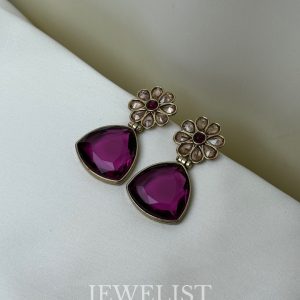 Regal Trillion Drop Earrings in Dark Purple - Jewelist.pk Fashion Jewellery