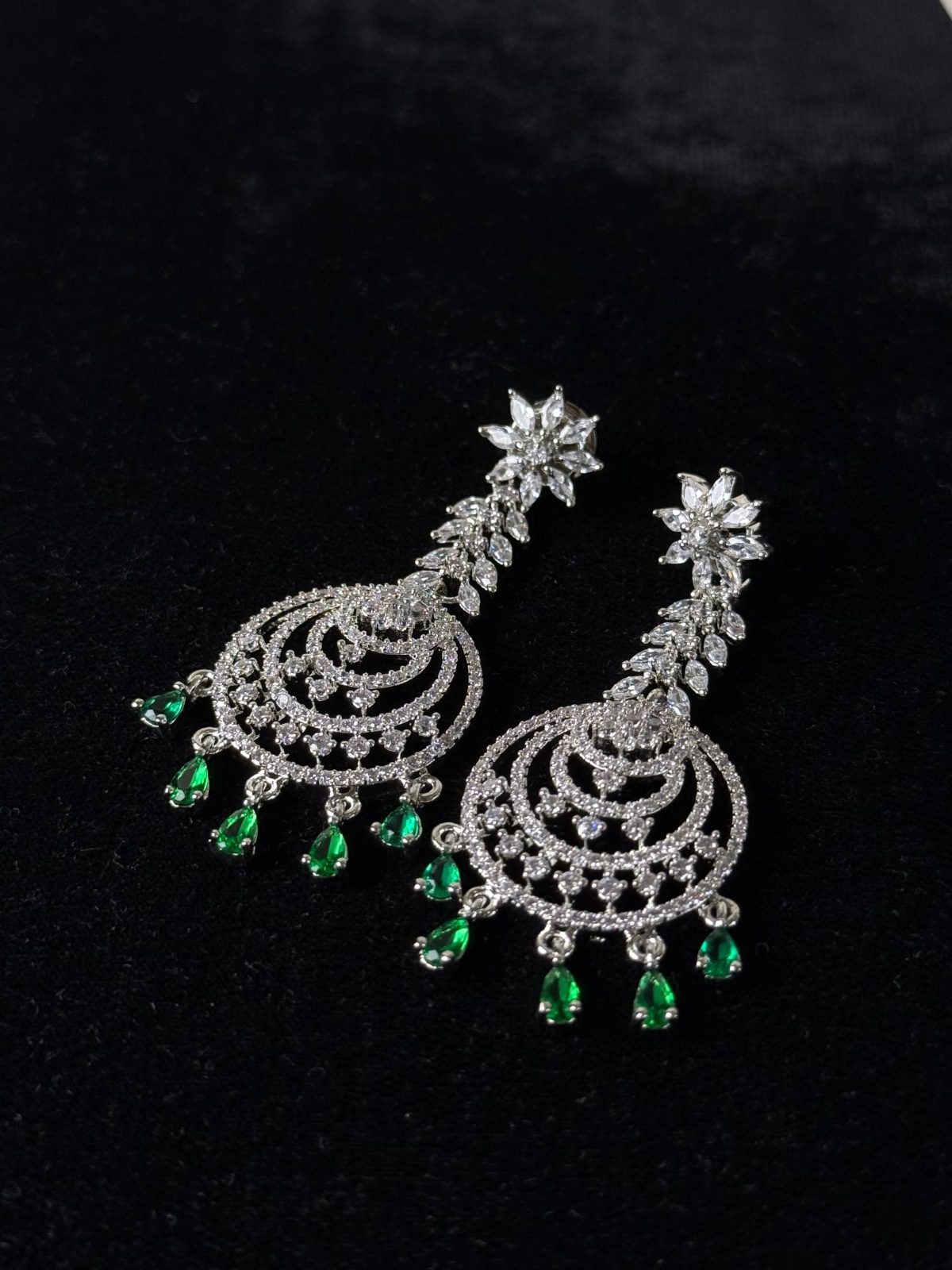 Silver Delicates Shimmering Emerald Green Drop Jewellery Earrings - Jewelist.pk (Fashion Jewellery)