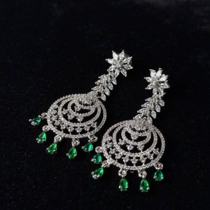 Silver Delicates Shimmering Emerald Green Drop Jewellery Earrings - Jewelist.pk (Fashion Jewellery)