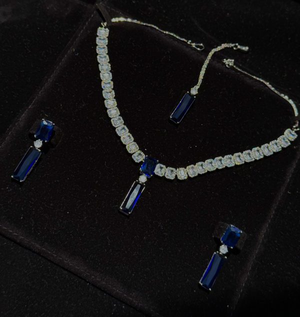 Twilight Rectangle Pendant Necklace and Earrings Set in Purple