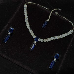 Twilight Rectangle Pendant Necklace and Earrings Set in Purple