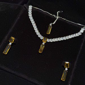 Twilight Rectangle Pendant Necklace and Earrings Set in yellow