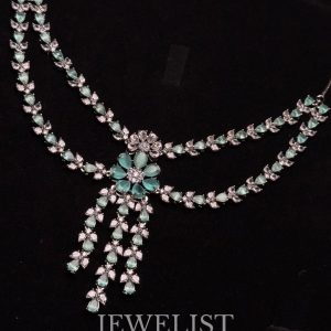 Turquoise Flora Elegance Necklace Set with Maang Tikka - Jewelist.pk Artificial Jewellery