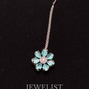 Turquoise Flora Elegance Necklace Set with Maang Tikka - Jewelist.pk Artificial Jewellery