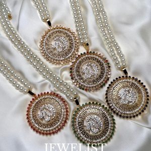 Divine Calligraphy Pearl Malas - Islamic Jewellery with Gold and Colorful Stones by Jewelist.pk