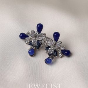 Vibrant Floral Spray Dangles - Artificial Earrings in Blue by Jewelist.pk