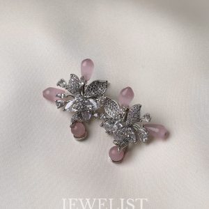 Vibrant Floral Spray Dangles - Artificial Earrings in Pink by Jewelist.pk