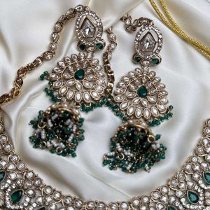 Glorious Izzah Bridal Set in Emerald Green - Artificial Bridal Jewellery Pakistan by Jewelist.pk