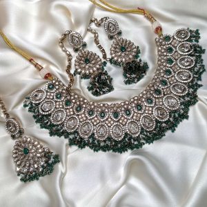 Glorious Izzah Bridal Set in Emerald Green - Artificial Bridal Jewellery Pakistan by Jewelist.pk
