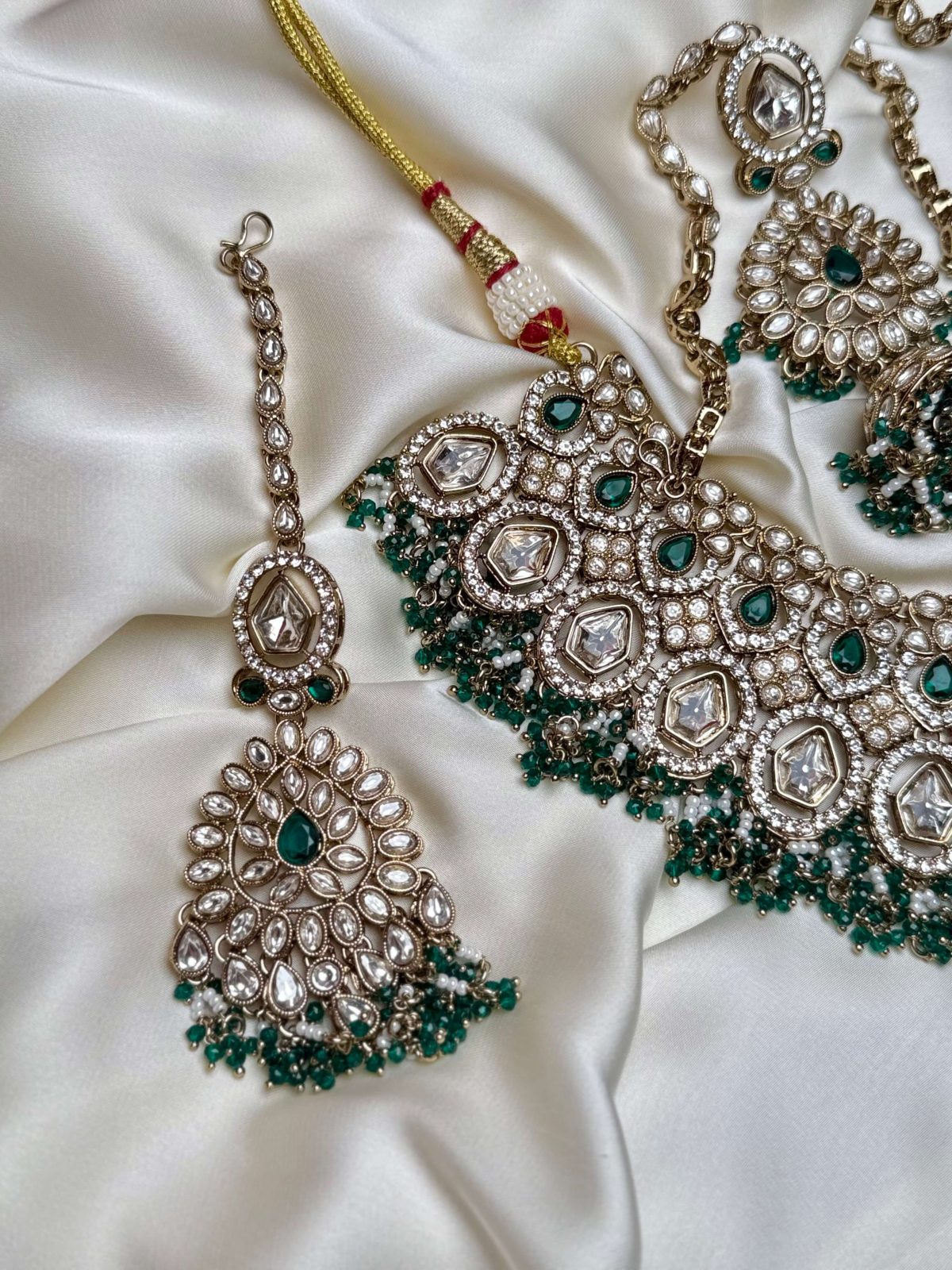 Glorious Izzah Bridal Set in Emerald Green - Artificial Bridal Jewellery Pakistan by Jewelist.pk