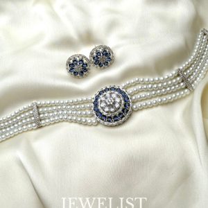 Radiant KIARA Pearl Choker Set in Red and Blue - Artificial Jewellery by Jewelist.pk