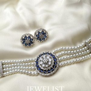 Radiant KIARA Pearl Choker Set in Red and Blue - Artificial Jewellery by Jewelist.pk