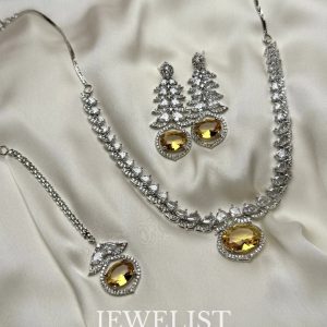 Vibrant Serbia Jewellery Set - Red Artificial Necklace and Earrings by Jewelist.pk