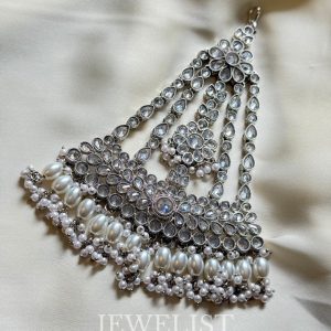 Sheila Jhoomer in Silver Reverse AD - Bridal Side Teeka by Jewelist.pk - Jewellery Brand.