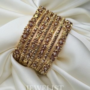 Luxurious Shirin Gold Plated Bangles - Traditional Artificial Gold Bangles for Weddings by Jewelist.pk