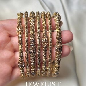 Exquisite Zahra Antique Gold-Plated Bangles - Custom Size Artificial Jewellery by Jewelist.pk