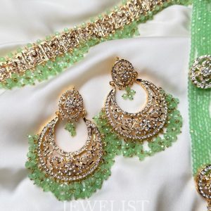 Majestic Zoya Mint Green Hyderabadi Choker Set with Mala - Artificial Hyderabadi Jewellery by Jewelist.pk