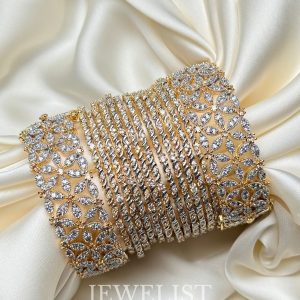 Bridal Diamond Bangle Set with Openable Karas - Jewelist.pk