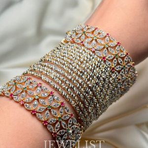 Ruby Emerald Bridal Bangle Set with Openable Karas – Jewelist.pk