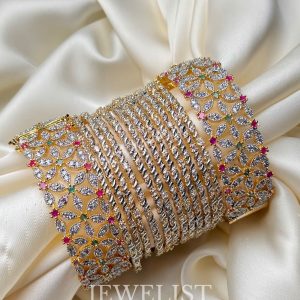 Ruby Emerald Bridal Bangle Set with Openable Karas – Jewelist.pk