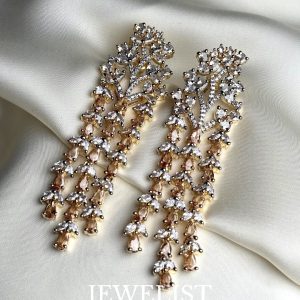 Three Layer Dangling Earrings chandelier CZ — Jewelist.pk
