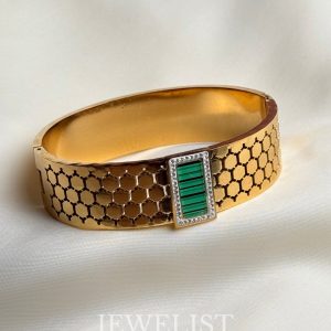 Green Stone Honeycomb Bangle by Jewelist.pk