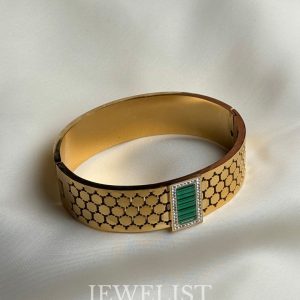 Green Stone Honeycomb Bangle by Jewelist.pk