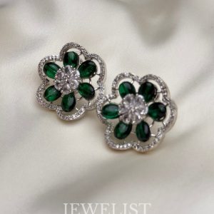 Emerald Bloom Studs by Jewelist.pk