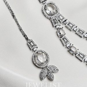 Teardrop Crystal Two-Tiered Necklace Set by Jewelist.pk