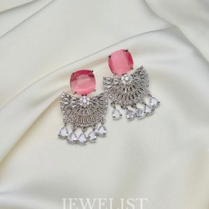 Cushion Stone Fan Earrings by Jewelist.pk