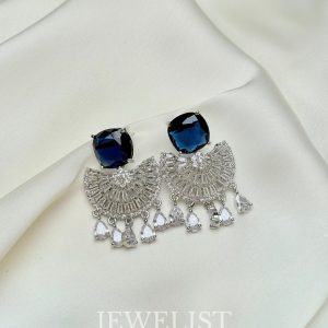Cushion Stone Fan Earrings by Jewelist.pk