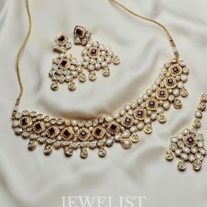 Antique Ruby Necklace and Earrings Set
