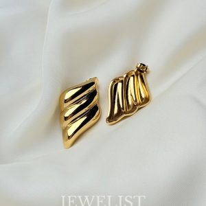 Golden Swirl Studs by Jewelist.pk – Statement Artificial Jewellery