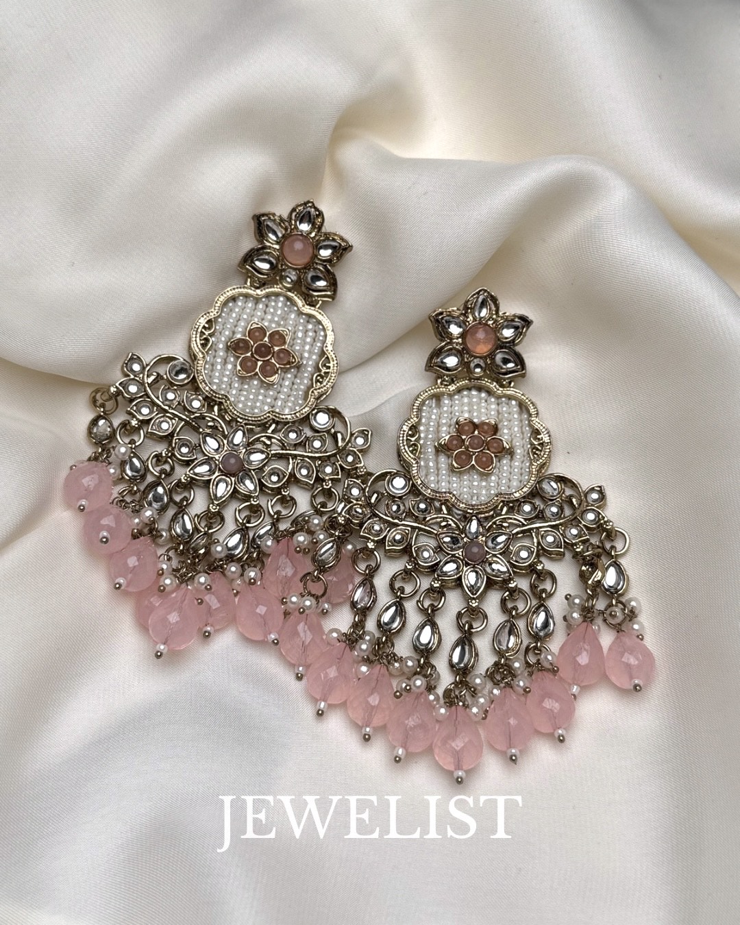 Zarqash Chandbalis by Jewelist.pk – Meena Kundan Festive Earrings Pakistan