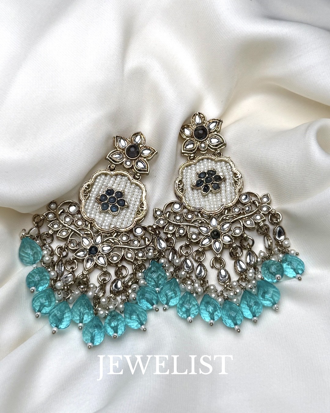 Zarqash Chandbalis by Jewelist.pk – Meena Kundan Festive Earrings Pakistan