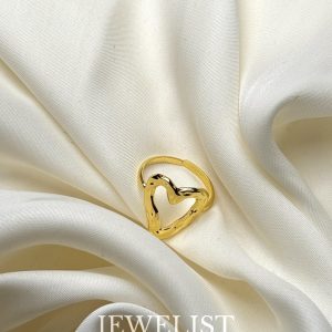 Gold Textured Open Heart Ring – Jewelist.pk