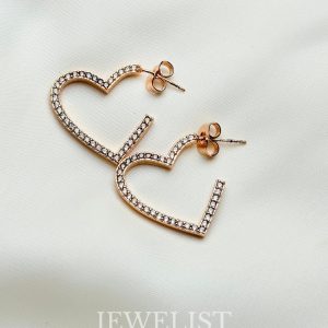 Heart Outline Crystal Studs Earrings - Jewelist.pk