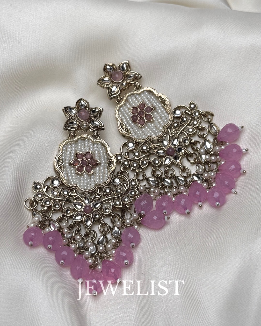 Zarqash Chandbalis by Jewelist.pk – Meena Kundan Festive Earrings Pakistan