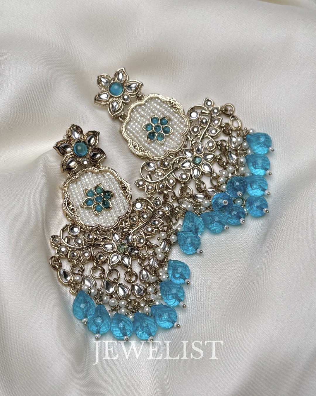 Zarqash Chandbalis by Jewelist.pk – Meena Kundan Festive Earrings Pakistan