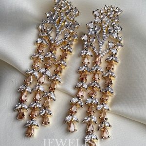 Three Layer Dangling Earrings champagne — Pakistani jewellery brand