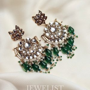 Polki Crescent Earrings by Jewelist.pk – Pakistani Artificial Jewellery