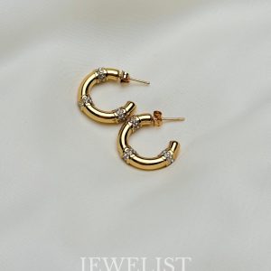 Gold Zircon Hoops by Jewelist.pk – Pakistani Artificial Jewellery