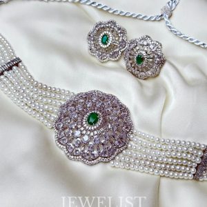 Pearled Orchid Choker Set by Jewelist.pk – Bridal Necklace with Earrings